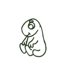 Cheerful funny dinosaur. Dino illustration. Cartoon sketch style. Hand outline drawing of animal. vector