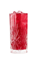 Homemade red citrus lemonade in glass with ice rocks - obrazy, fototapety, plakaty