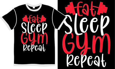 Obraz premium eat sleep gym repeat, bodybuilding apparel, gym lifestyle, healthy isolated quote