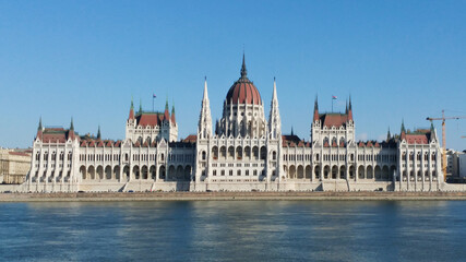 Fototapeta na wymiar Day Frontal view Hungarian Parliament Building - January 2018