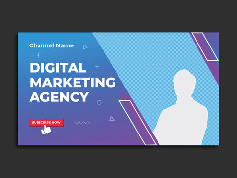 Editable Digital marketing agency and corporate youtube thumbnail or web banner template.