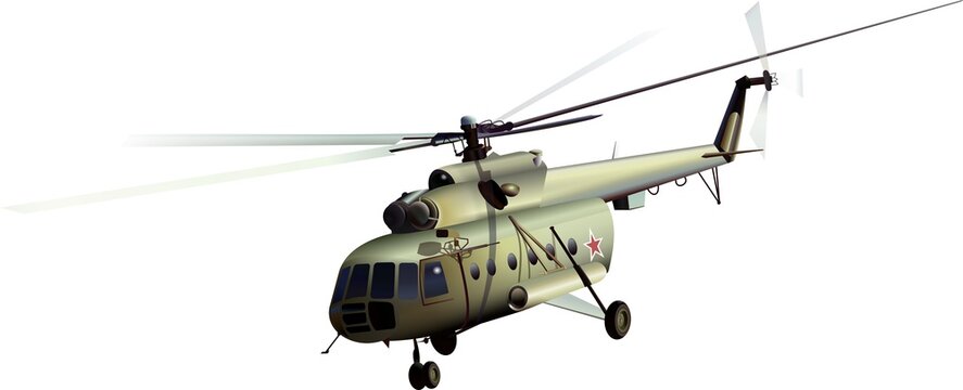 Soviet, Russian multi-purpose helicopter on a white background. Vector image.