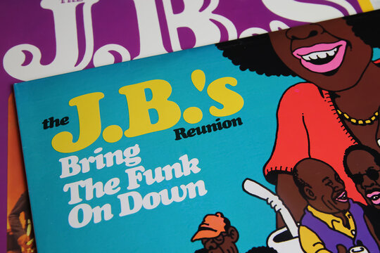Viersen, Germany - May 9. 2021: Closeup of isolated the j.b. s funk soul band vinyl record cover