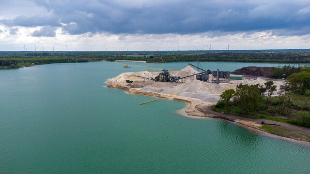 Baggersee Industrie Drohne 