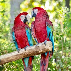 Tropical, exotic, talking,  macaw, parrot, bird, wildlife animal, perched in nature with vibrant colors and eyes looking at you.