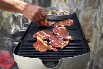 Meat specialties are grilled. Balkan cuisine.