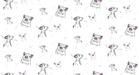 Pig and goat. Cute seamless vector pattern