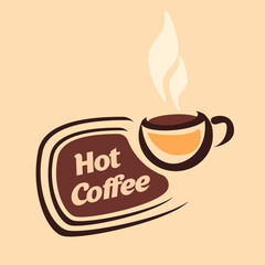 Hot coffee. Vector sticker