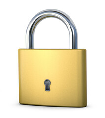 Golden lock. 3d illustration.