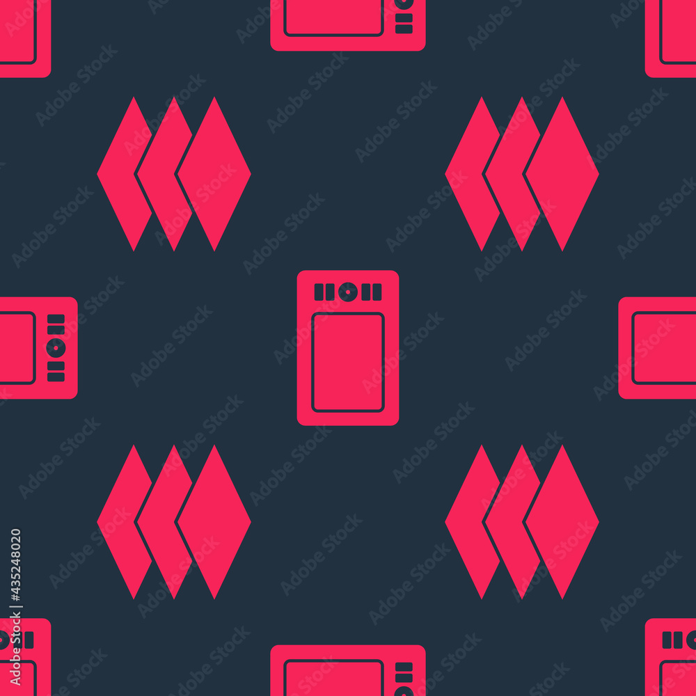 Poster set layers and graphic tablet on seamless pattern. vector