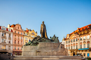 Jan Hus Memorial on the Old Town Square in Prague, Czech Republic