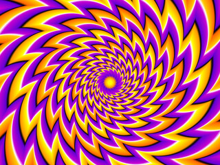  Orange and purple flower blossom. Optical expansion illusion..