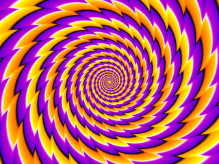 Fototapeta na wymiar Orange and purple spirals. Motion illusion.