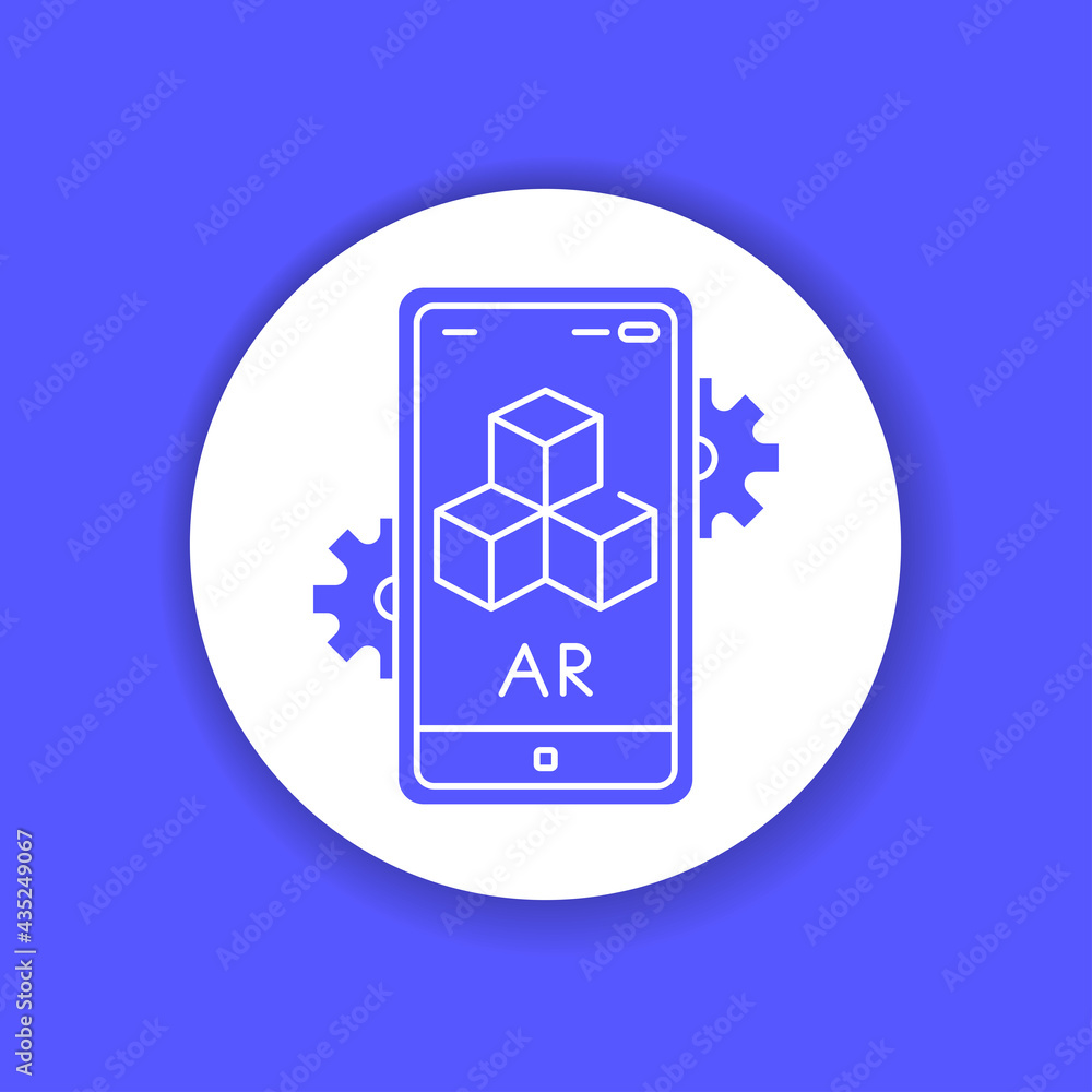 Poster interactive 3d visualization platform color glyph icon. pictogram for web page