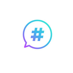 Hashtag icon. Vector illustration for graphic design, Web, UI, app.