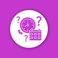 Clock and calendar with a question mark glyph color icon.