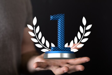 award gold winner first place in hand