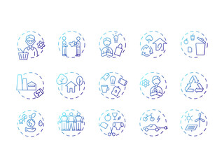 Zero waste idea vector icons set. Save the planet. Go green, Conceptual linear illustrations pack