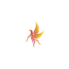Phoenix flying fire bird vector abstract logo icon design template 