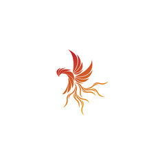 Phoenix flying fire bird vector abstract logo icon design template