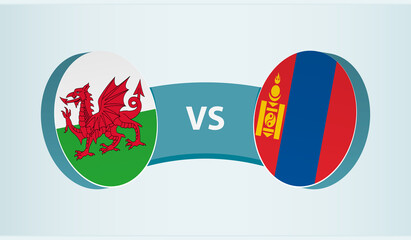 Wales versus Mongolia, team sports competition concept.