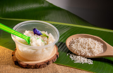 Thailand food, Khao Mak, Thai snacks in banana leaves
