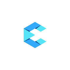 Letter E vector origami concept logo icon