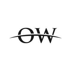 OW initial swoosh horizon, company logo design inspiration