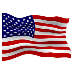 The flag of the United States of America is displayed on a white background.