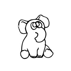 Elephants. Illustration. Cartoon sketch style. Hand outline drawing cheerful funny animal. vector
