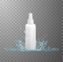 White plastic hdpe bottle with fine mist spray dispenser mockup