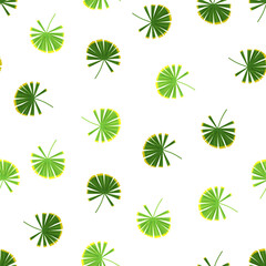 Random green little palm licuala silhouettes seamless pattern. Isolated botanic doodle backdrop.