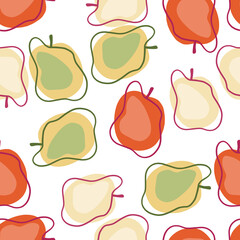 Pink, red and orange random plum elements seamless pattern. Fruit isolated backdrop. Abstract style.