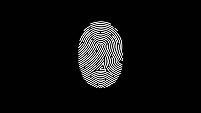 Animation Of Fingerprint With Alpha Channel Touch Id Futuristic Digital Processing Of Biometric Scanner Concept And Security Scanning Of Finger Cyber Mobile Phone Unlock Applications
