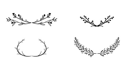 Obraz premium Floral ornamental doodle dividers, vintage hand drawn tribal arrow and calligraphic deco border vector set isolated on white background. Vector Illustration EPS 10