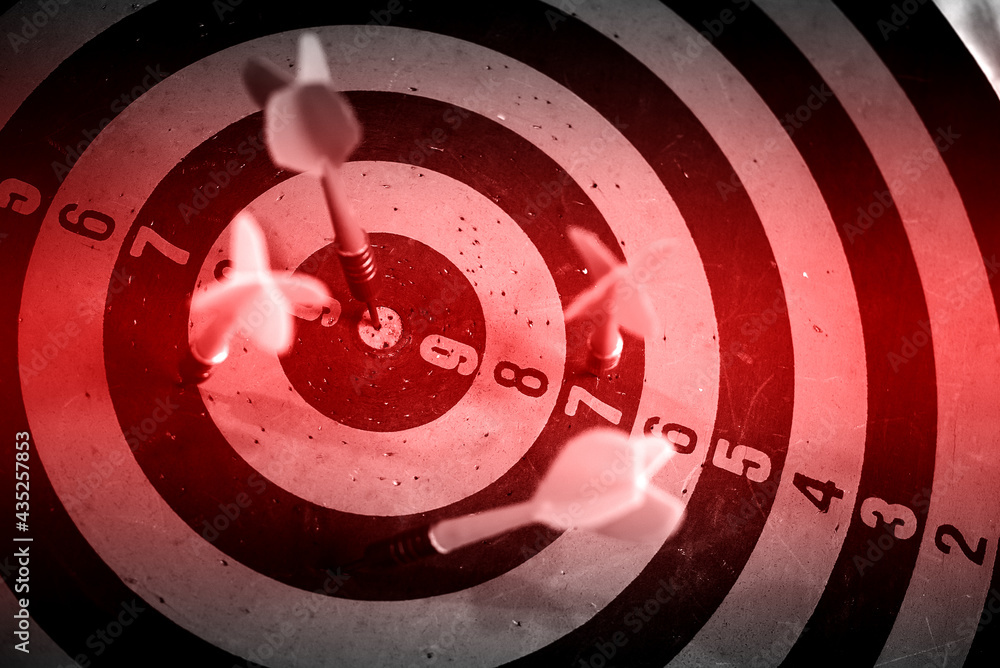 Poster bullseye is a target of business. dart is an opportunity and dartboard is the target and goal. so bo