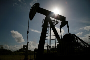 mata de sao joao, bahia, brazil - november 8, 2020: oil exploration machine is seen in Petrobras'...