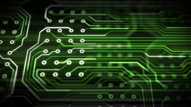 Green Technology Looped Background with Circuit Board