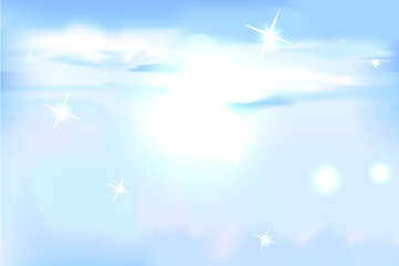 Blue Sky Glittering, Shine and Snowy - Vector Illustration
