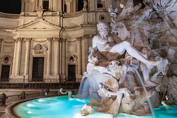 four rivers fountain piazza navona rome italy bernini - obrazy, fototapety, plakaty