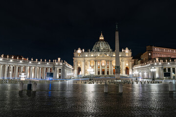 basilica saint peter night rome italy vatican city