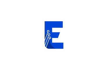 Modern Technology Circuit Letter E Logotype
