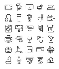 Fototapeta na wymiar 30 home appliance simple line icons pack
