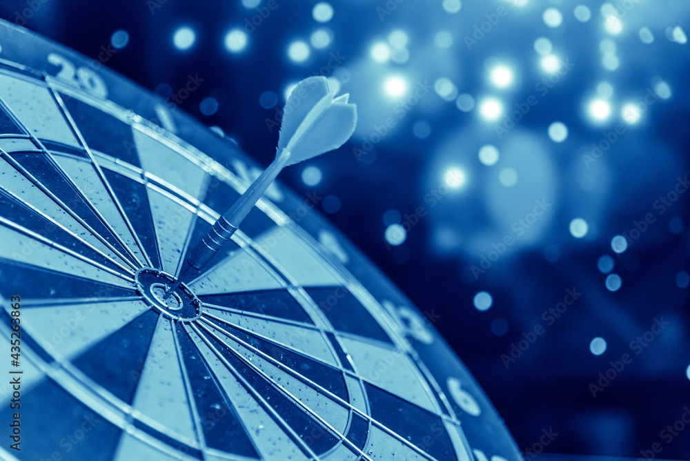 Poster bullseye is a target of business. dart is an opportunity and dartboard is the target and goal. so bo