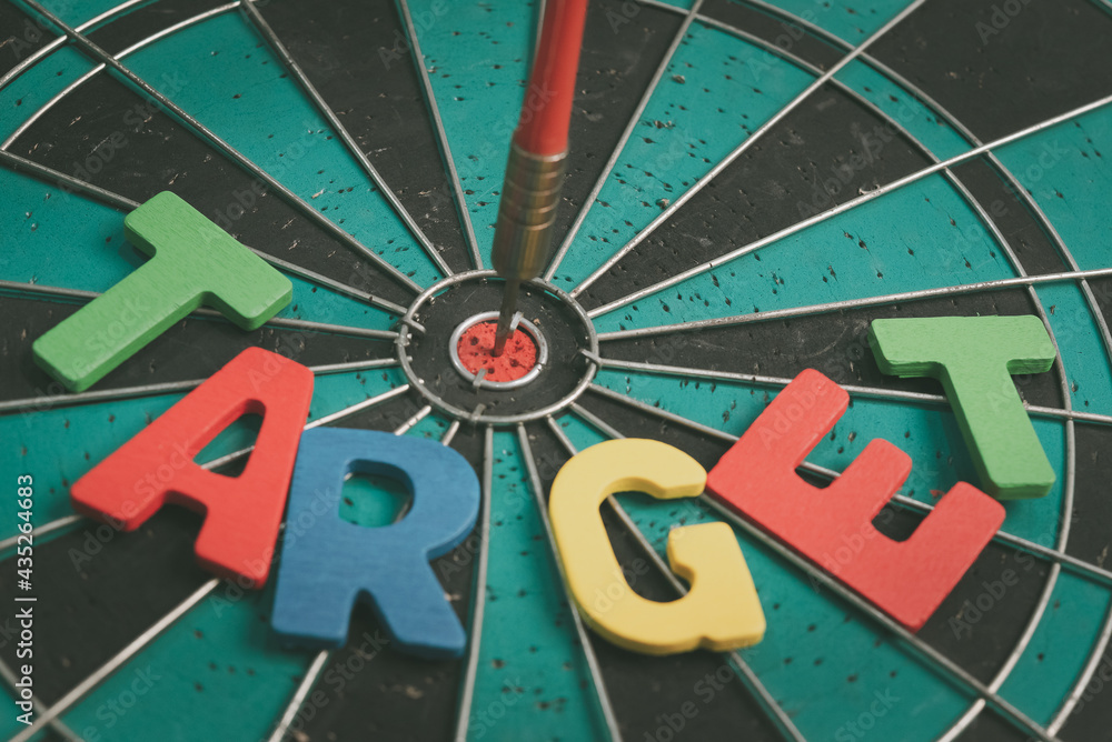 Poster bullseye is a target of business. dart is an opportunity and dartboard is the target and goal. so bo