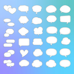 Cartoon talk bubble with dotted line. Empty speech bubbles in different shapes. Good scaling. Perfect transparency