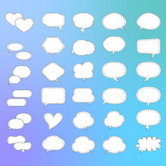 Cartoon talk bubble with dashed line. Empty speech bubbles in different shapes. Good scaling. Perfect transparency