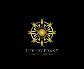 Royal gold mandala logo vector