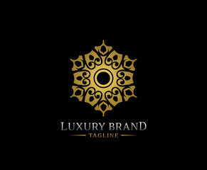 Luxury hotel gold mandala logo vector