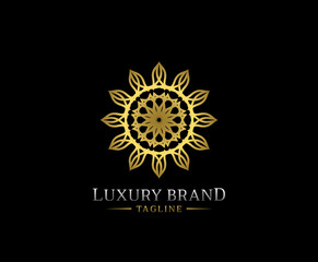 Fototapeta premium Luxury gold mandala logo vector
